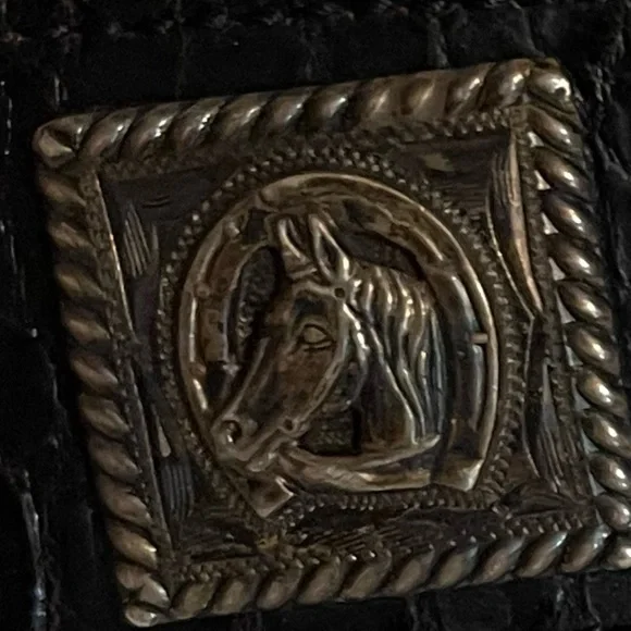 Vintage Women’s Belt Leather, 13- 1”Sq Sterling SilverConchos 1.25”w Size L
